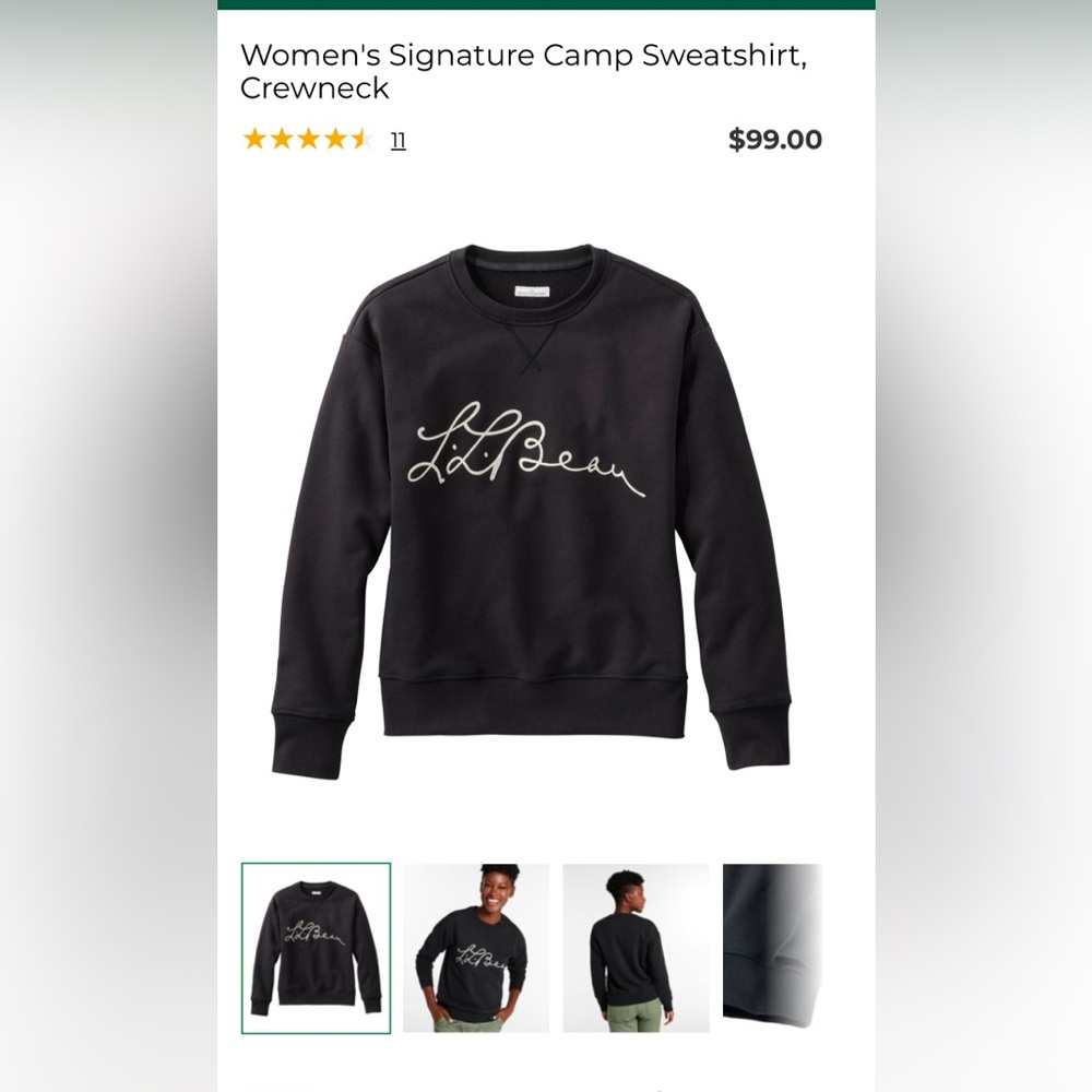 L.L. Bean Women’s Signature Camp Sweatshirt - Black